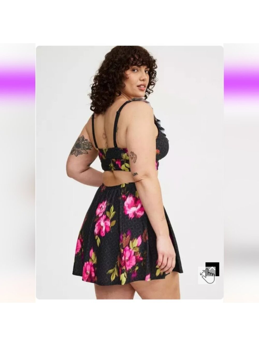 Torrid Wireless Floral Ruffle Bikini Top & Swim Skirt With Bottoms NWT Sz 4x - Picture 6 of 16